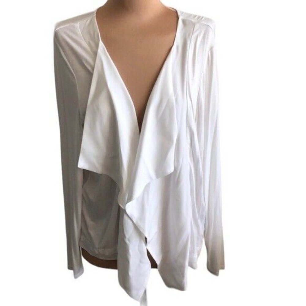 Worthington  Unique White Top Cover Up w Collar Open front Sz. XL